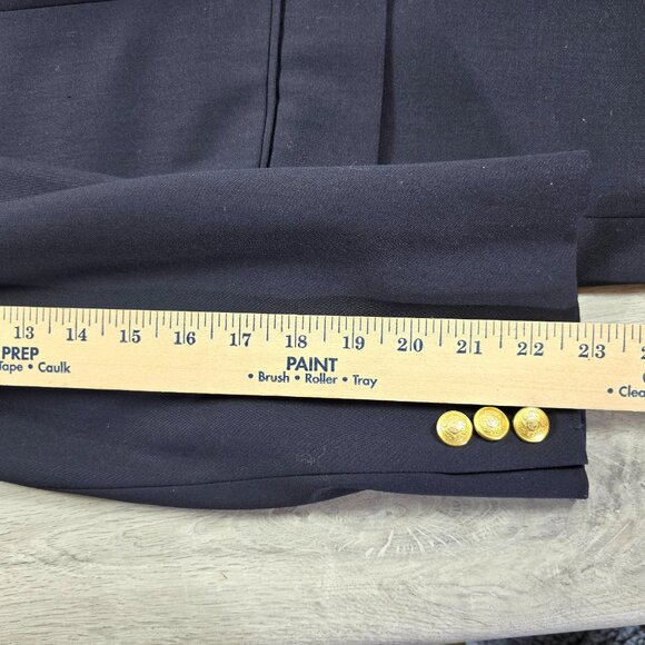 Marks & Spencer Mens Double Breasted Wool Blazer Sz 40S Navy Blue Gold Buttons - Picture 9 of 11